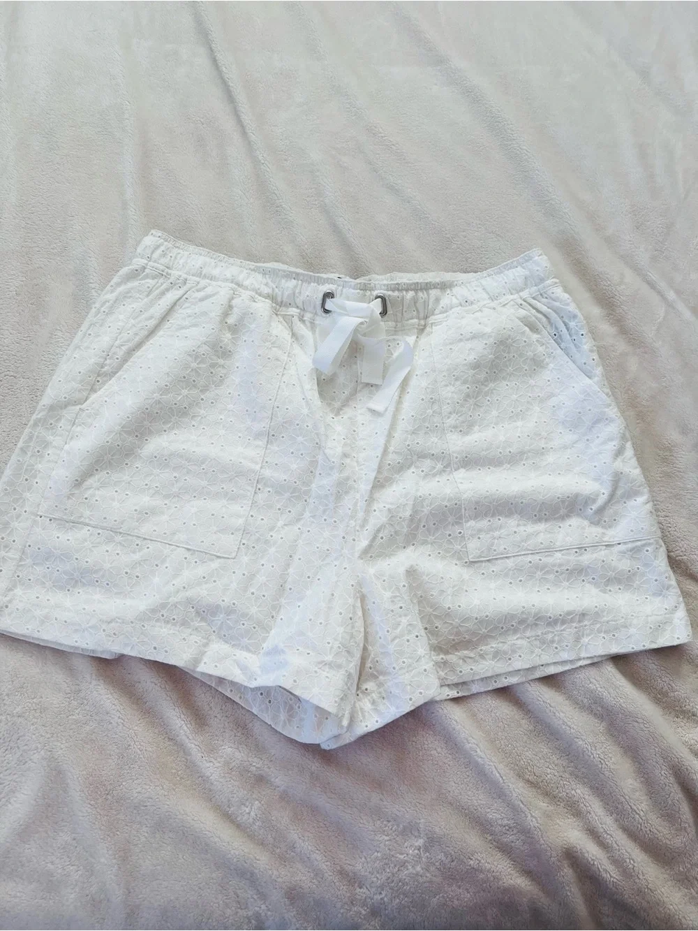 Sanctuary White Eyelet Cotton Pull On Shorts XL Lined Summer Beach Boho Casual - Picture 4 of 12